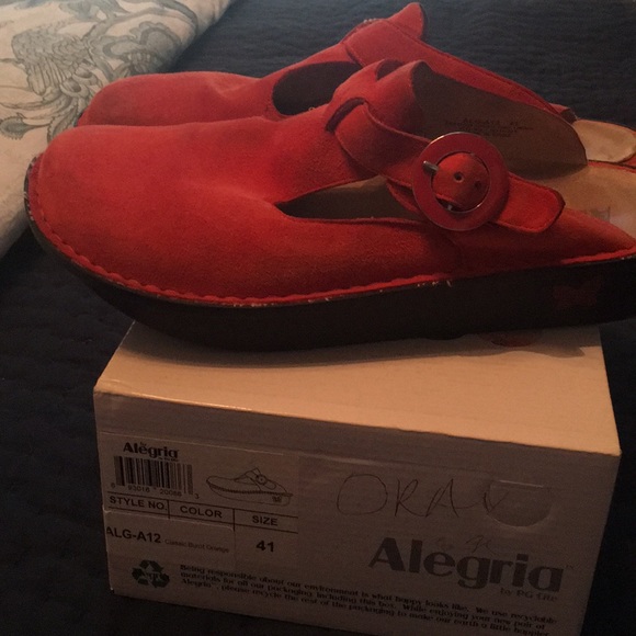 COPY - Alegria open back clogs, orange suede - Picture 2 of 7